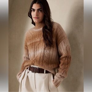 Banana Republic Alpaca Sweater Ombre Cable Knit S